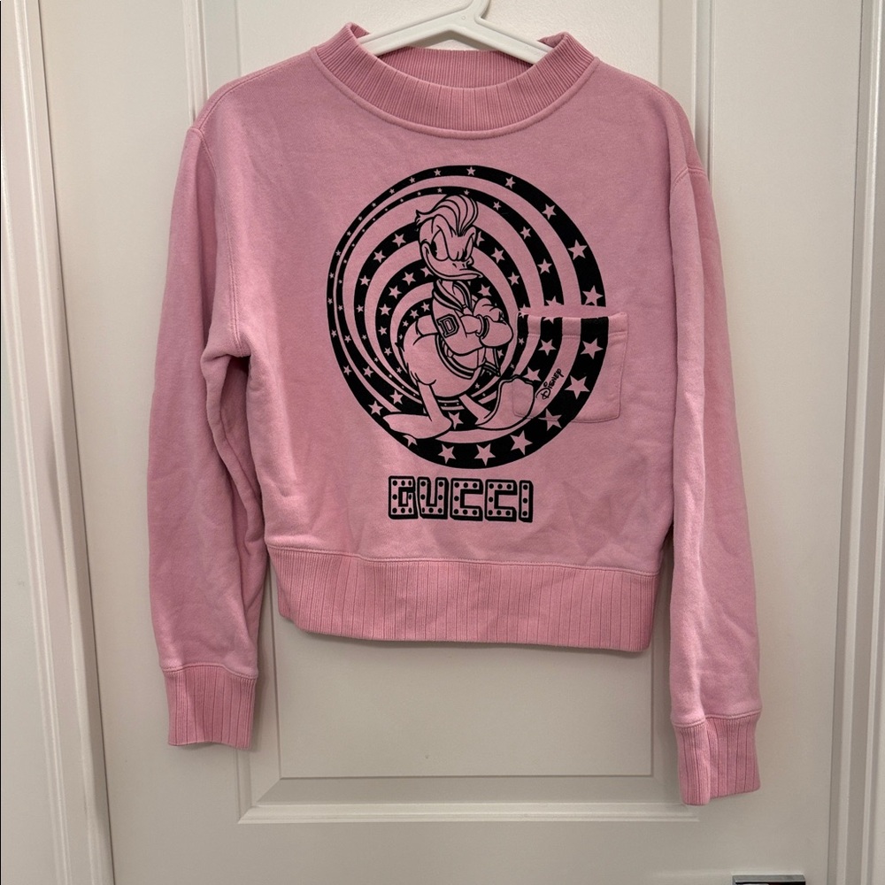 Gucci Pink Graphic Crew Neck Sweater